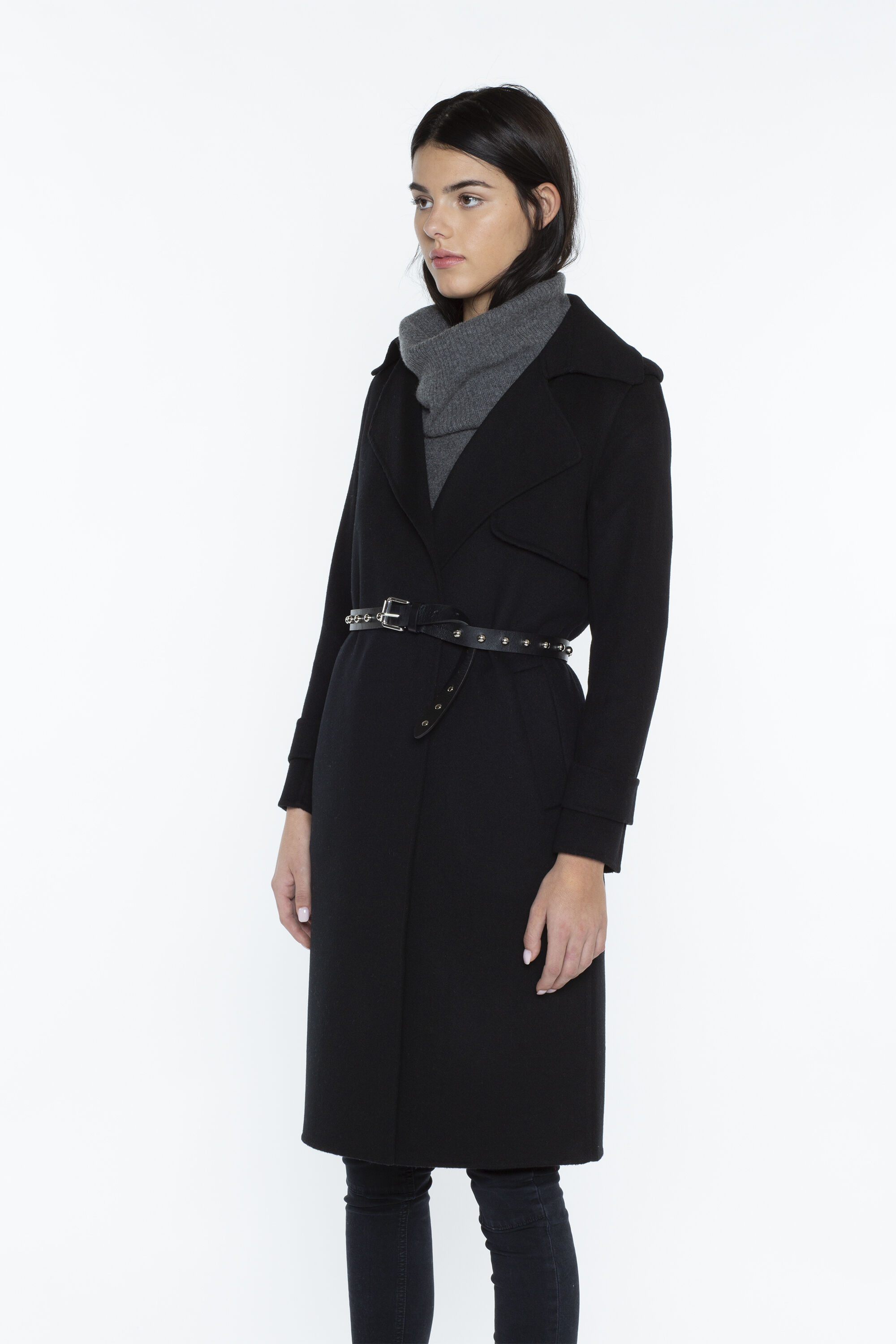 JENNIE LIU Women's Cashmere Wool Double-faced Trench Coat - J CASHMERE