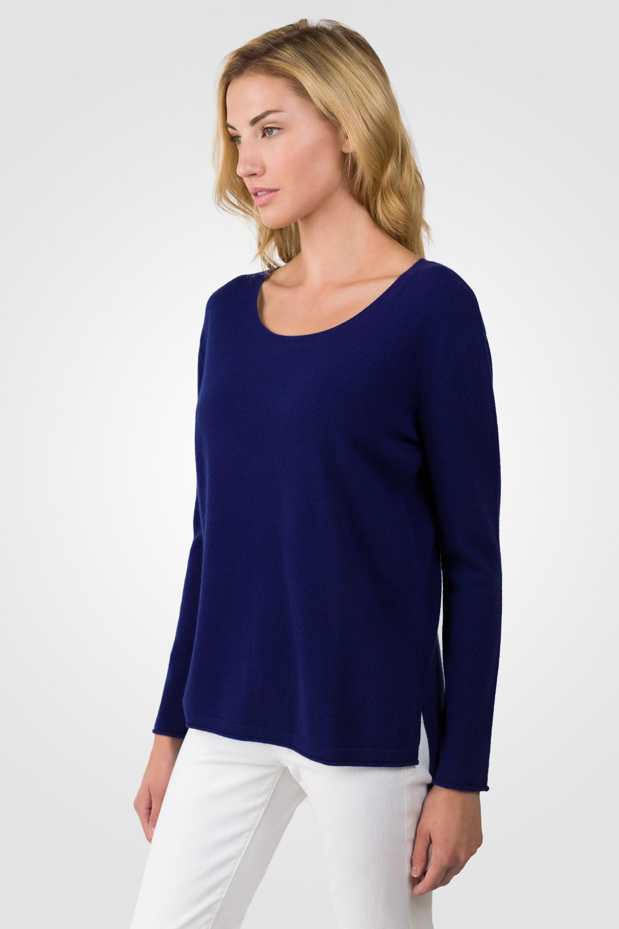 Midnight Blue Cashmere High Low Sweater - J CASHMERE