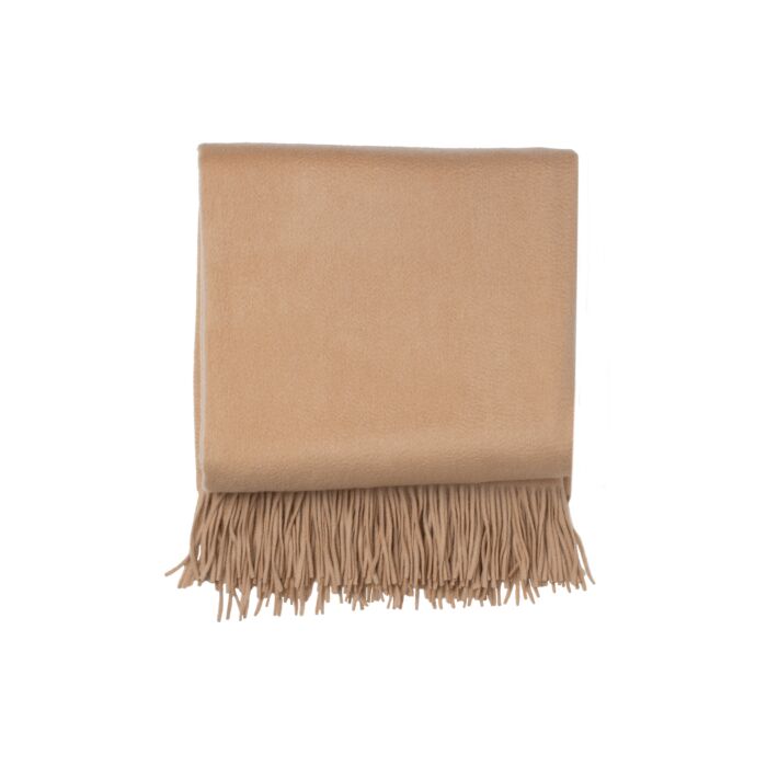 JENNIE LIU 100% Pure Cashmere Throw Blanket-Camel