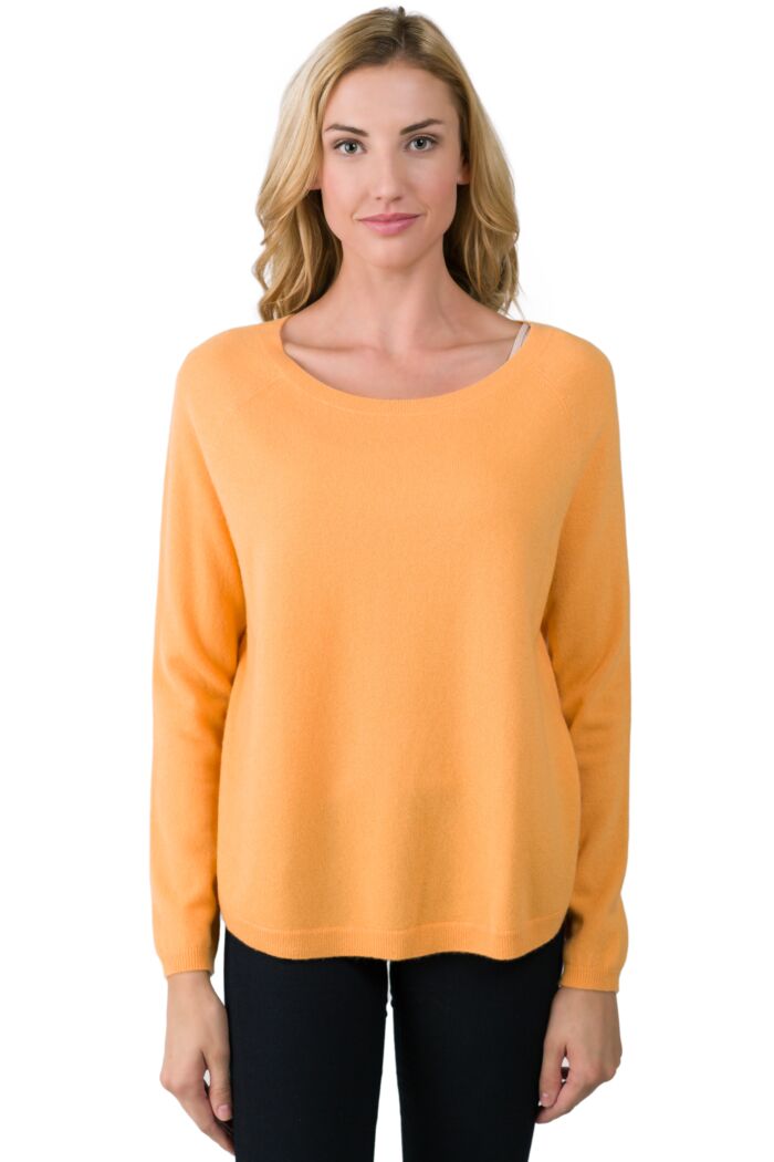 Apricot Cashmere Boatneck Raglan Sweater front view