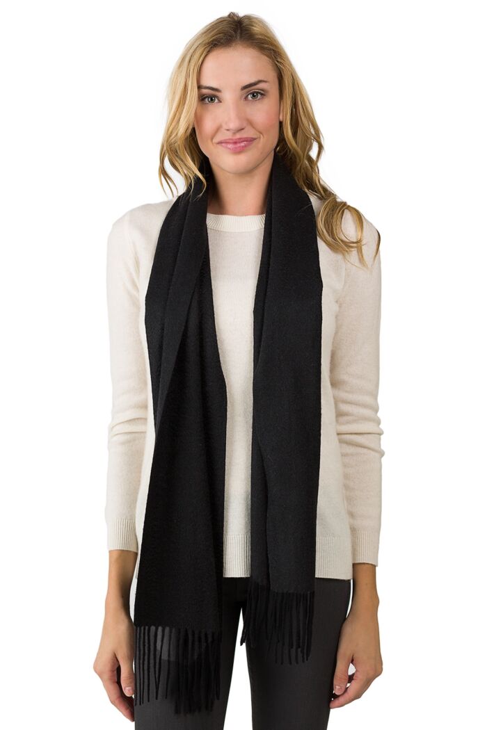 Black Watermark Cashmere Blend Woven Scarf front view