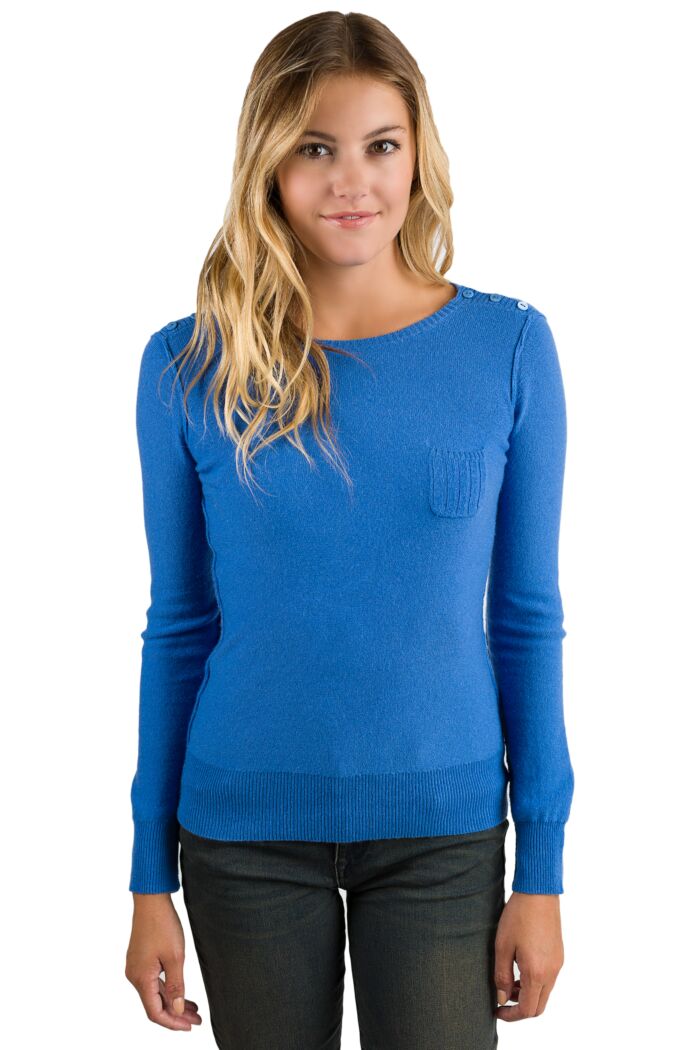 Blue Chloe Cashmere Crewneck Sweater front view