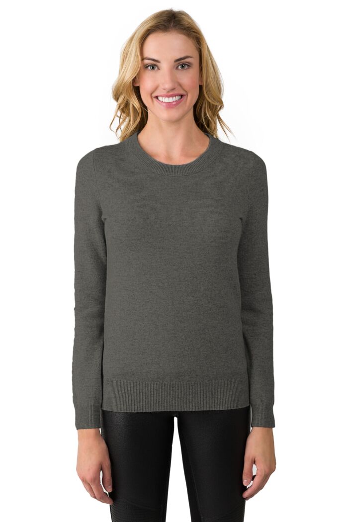 Charcoal Cashmere Crewneck Sweater Front View