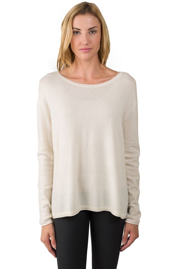 Cream Cashmere High Low Sweater front view