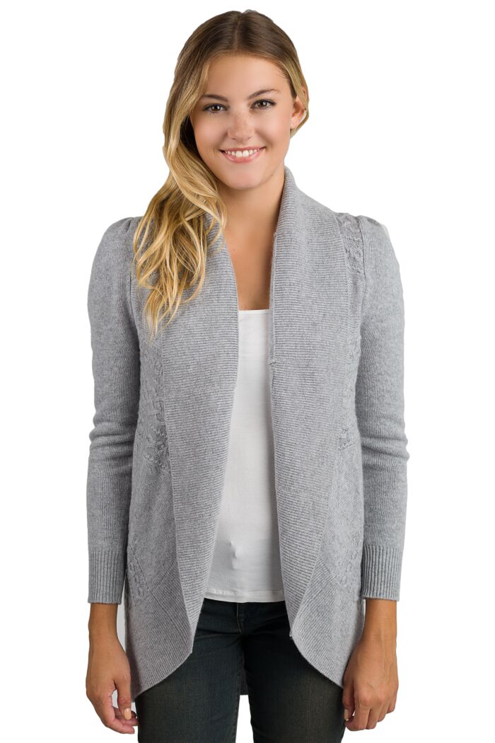 Grey Cashmere Celine Cardigan Sweater Front View