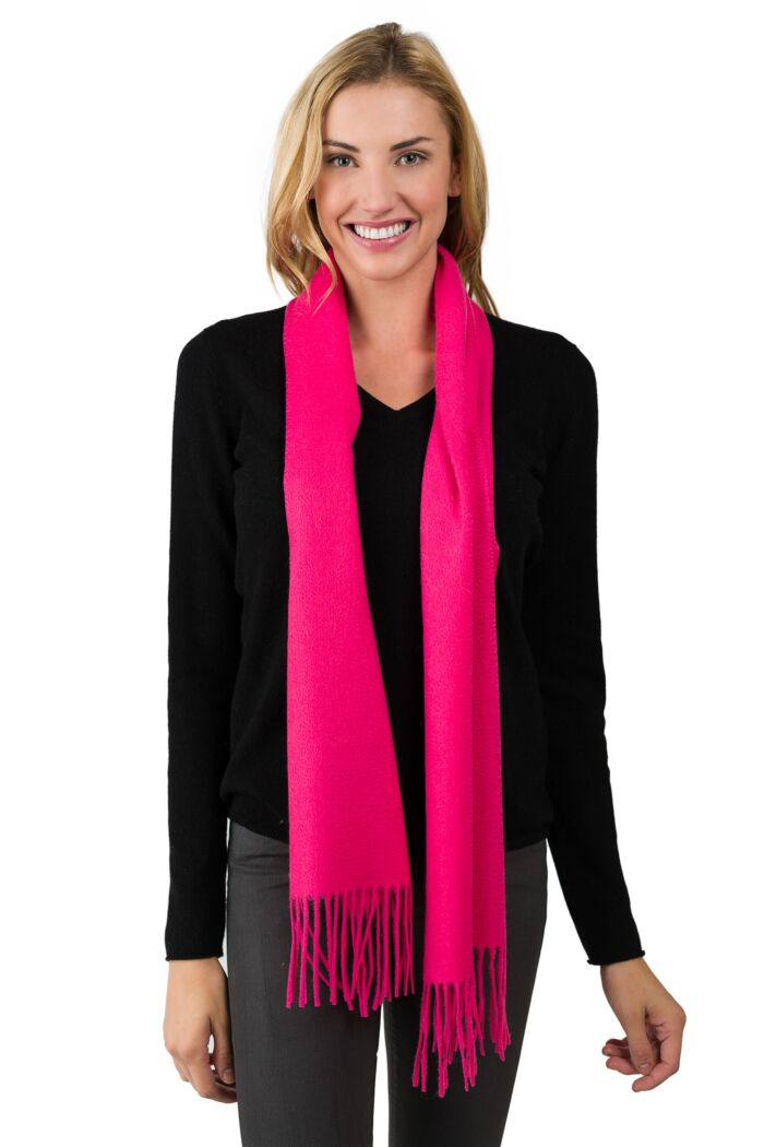 Hot Pink Cashmere Scarf front view