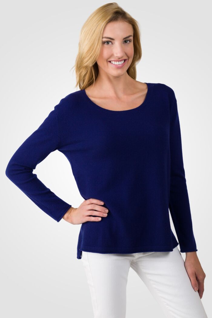 Midnight Blue Cashmere High Low Sweater - J CASHMERE