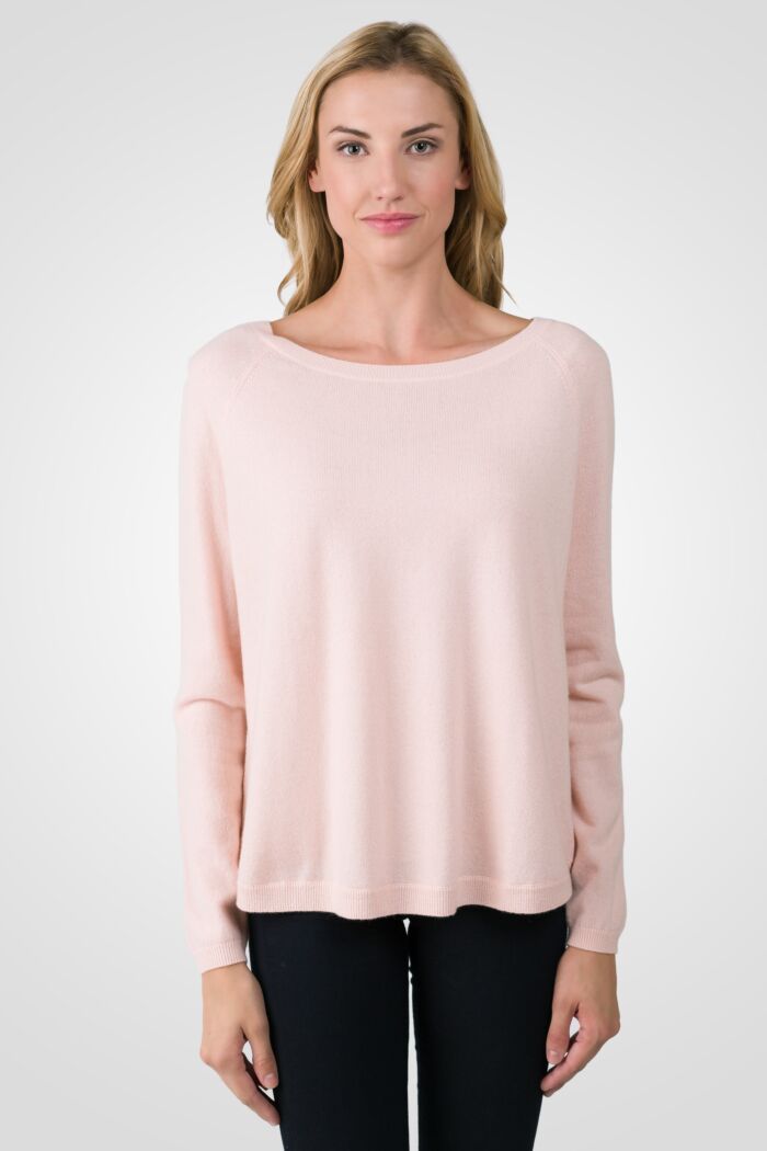 Pink Pearl Cashmere Boatneck Raglan Sweater front view