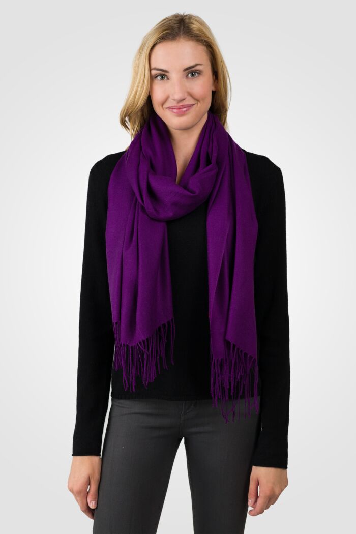 Purple Tissue Weight Wool Cashmere Wrap front view