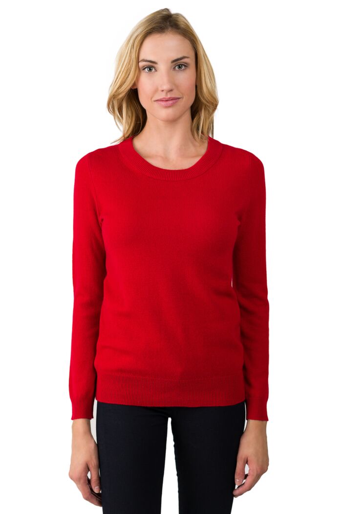 Red Cashmere Crewneck Sweater front view