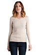 Oatmeal Cashmere Cable-knit V-neck Sweater Front View