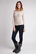 Oatmeal Cashmere Cable-knit V-neck Sweater Full view