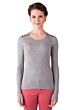 Grey Cashmere Silk Feather Weight Crew Neck Henley Shirt Tee Front View