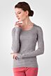 Grey Cashmere Silk Feather Weight Crew Neck Henley Shirt Tee Right View