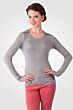 Grey Cashmere Silk Feather Weight Crew Neck Henley Shirt Tee Front View 2