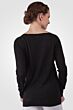 Black Cashmere Silk Long Sleeve Feather Weight V Neck Shirt Tee Back View
