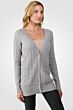 Grey Cashmere Cable-knit V-neck Long cardigan Sweater right side view