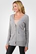 Grey Cashmere Cable-knit V-neck Long cardigan Sweater left side view