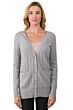 Grey Cashmere Cable-knit V-neck Long cardigan Sweater front view