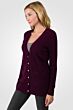 Plum Cashmere Cable-knit V-neck Long cardigan Sweater left side view