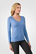 JENNIE LIU Women's 100% Pure Cashmere Long Sleeve Pullover V Neck Sweater(L