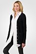 Black Cashmere Cable-knit V-neck Long cardigan Sweater left side view