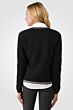 Black Cashmere Lace-trim Crop Cardigan Sweater back view