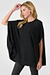 Black Cashmere Oversized Laid-back Poncho Sweater left side view