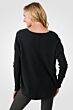 Black Cashmere V-neck Circle High Low Sweater back view