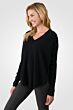Black Cashmere V-neck Circle High Low Sweater left side view