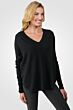 Black Cashmere V-neck Circle High Low Sweater right side view