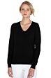 JENNIE LIU Women's 100% Pure Cashmere Long Sleeve Pullover V Neck Sweater(M, Black)
