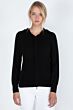 Black Cashmere Long Sleeve Zip Hoodie Cardigan Sweater Front View