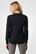 Black Merino Wool Long Sleeve V Neck Cardigan Sweater Back View