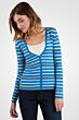 Blue Stripe Cashmere Long Sleeve V Neck Cardigan Right View