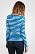 Blue Stripe Cashmere Long Sleeve V Neck Cardigan Back View