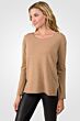 Camel Heather Cashmere High Low Sweater left side view