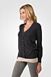 Charcoal Merino Wool Long Sleeve V Neck Cardigan Sweater Left View