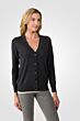 Charcoal Merino Wool Long Sleeve V Neck Cardigan Sweater Right View
