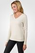Cream Cashmere Cable-knit V-neck Sweater left side view