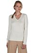 JENNIE LIU Women's 100% Pure Cashmere Long Sleeve Pullover V Neck Sweater(M, Cream)