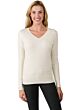 Cream Cashmere Cable-knit V-neck Sweater front view