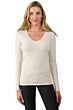 Cream Cashmere V-neck Sweater front view