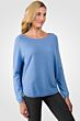 Crystal Blue Cashmere Boatneck Raglan Sweater right side view