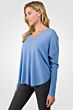 Crystal Blue Cashmere V-neck Circle High Low Sweater left side view