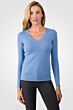 Crystal Blue Cashmere V-neck Sweater front view