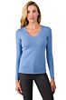 JENNIE LIU Women's 100% Pure Cashmere Long Sleeve Pullover V Neck Sweater(M, Crystal blue)