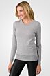 JENNIE LIU Women's 100% Pure Cashmere Long Sleeve Crew Neck Sweater(XL, Lt Grey)