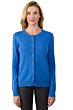 JENNIE LIU Women's 100% Cashmere Button Front Long Sleeve Crewneck Cardigan Sweater(L, Blue)