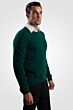 Green Men's 100% Cashmere Long Sleeve Pullover Crewneck Sweater Right View